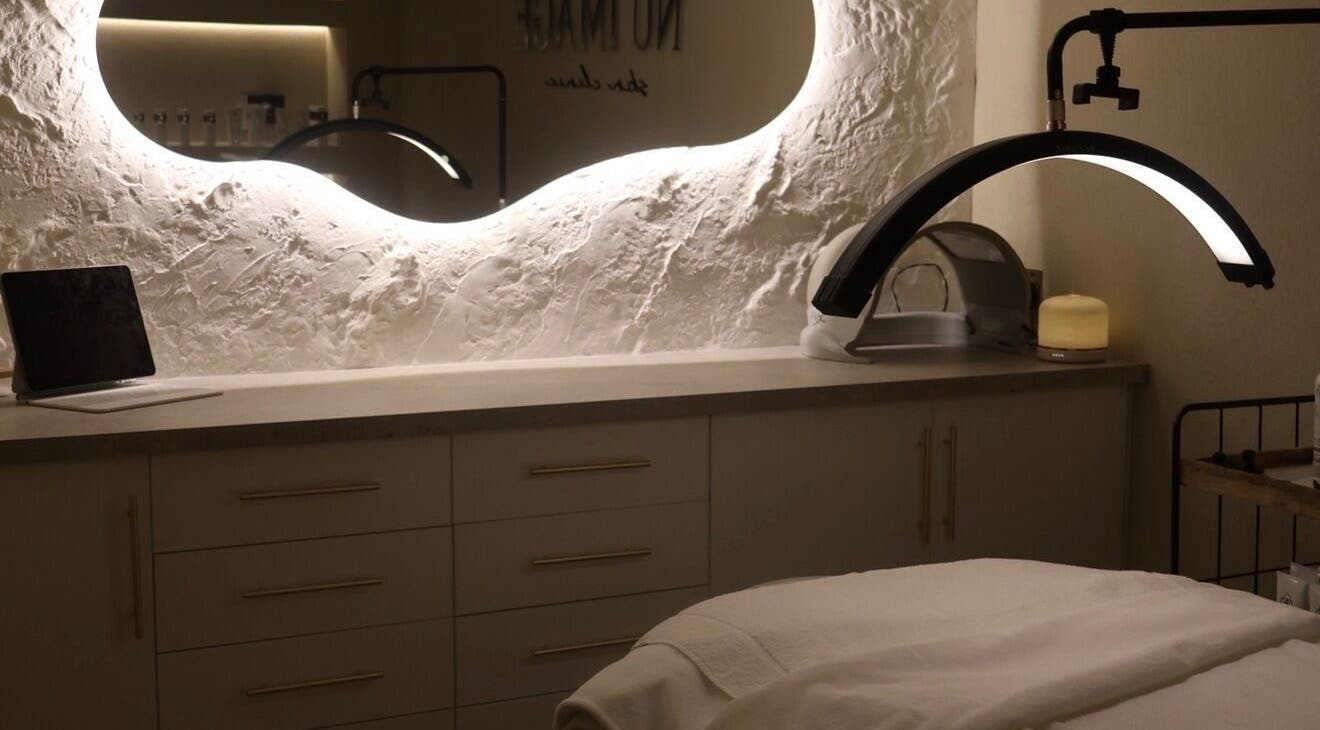 Relaxing spa room at Nu Image, Lowton, England, GB showcasing elegant design and soothing atmosphere.