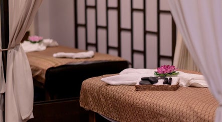Relaxing massage room at Siam Botanical Thai Massage, Melbourne, Victoria, AU with decor and soft lighting.