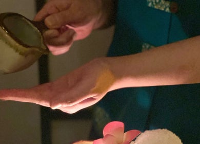 Gentle hand massage at Siam Botanical Thai Massage in Melbourne, Victoria, AU with relaxing ambiance.