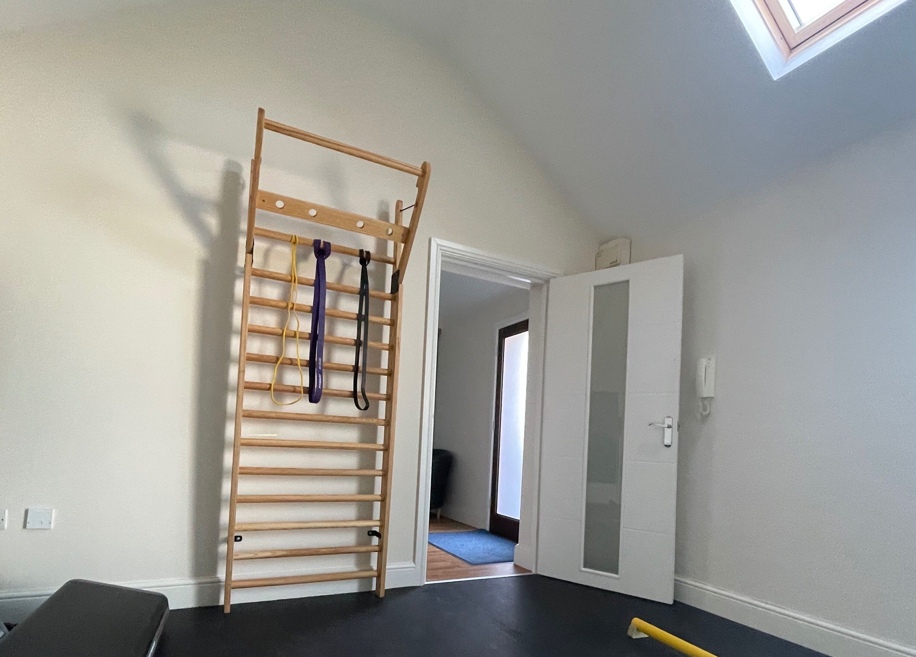 Exercise equipment at Fern Bodyworks in Hextable, England, GB, showcasing a serene wellness environment.