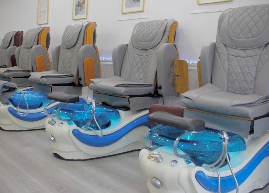 Luxury pedicure chairs at Top Q Nails(Henry Pro Nails), Markham, Ontario, CA.