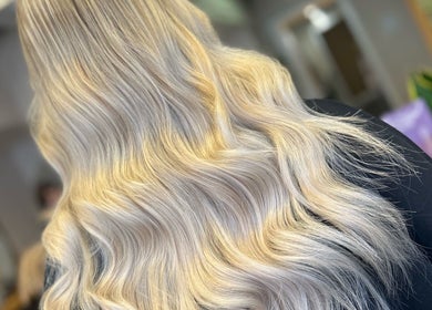 Beautiful blonde waves styled at Hair by LAW in Worcester, England, GB.