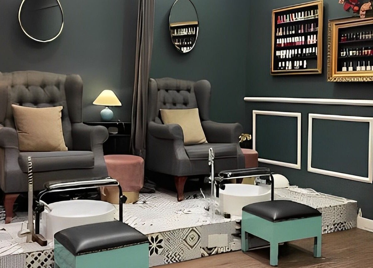 Elegant nail salon interior at Nailsmith, Kuala Lumpur, Wilayah Persekutuan Kuala Lumpur, MY with plush seating.