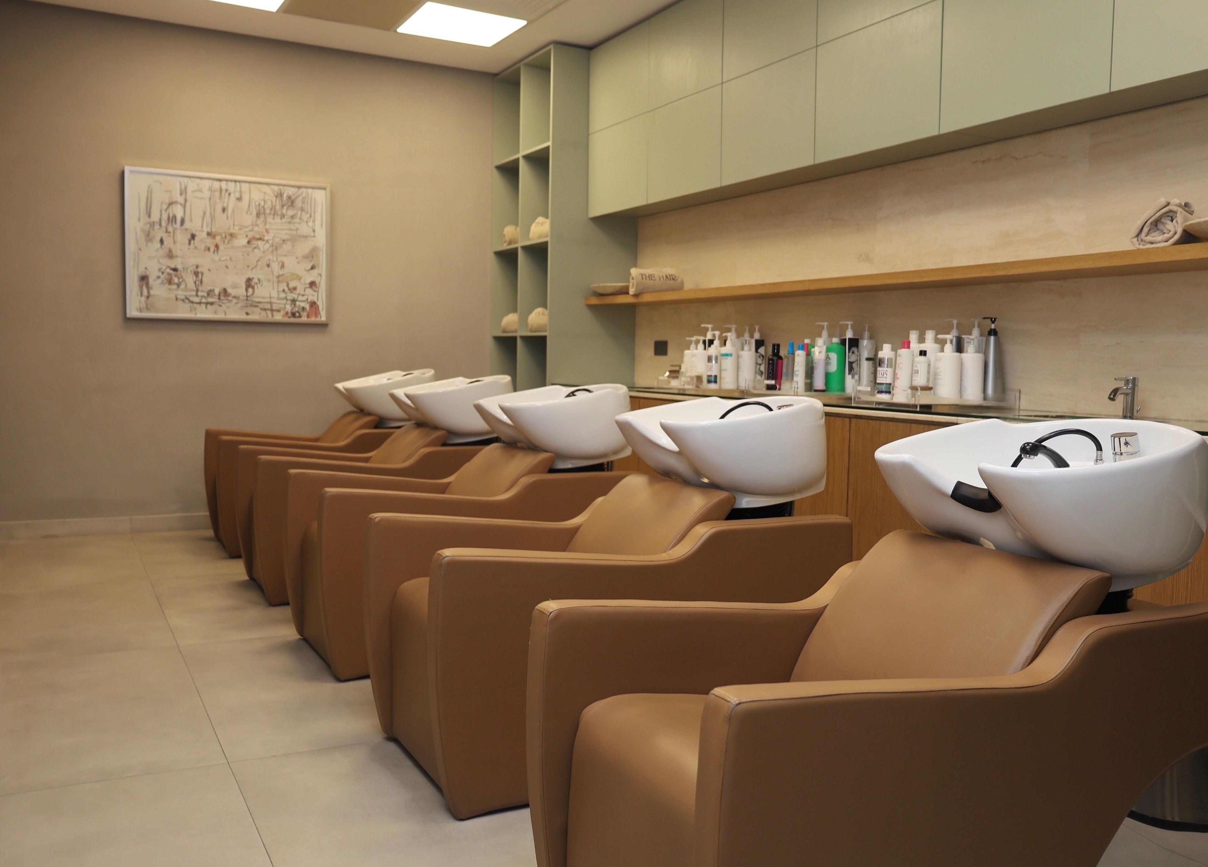 Luxurious wash stations at The Hair.sa, Riyadh, Riyadh Province, SA, offering premium hair care services.