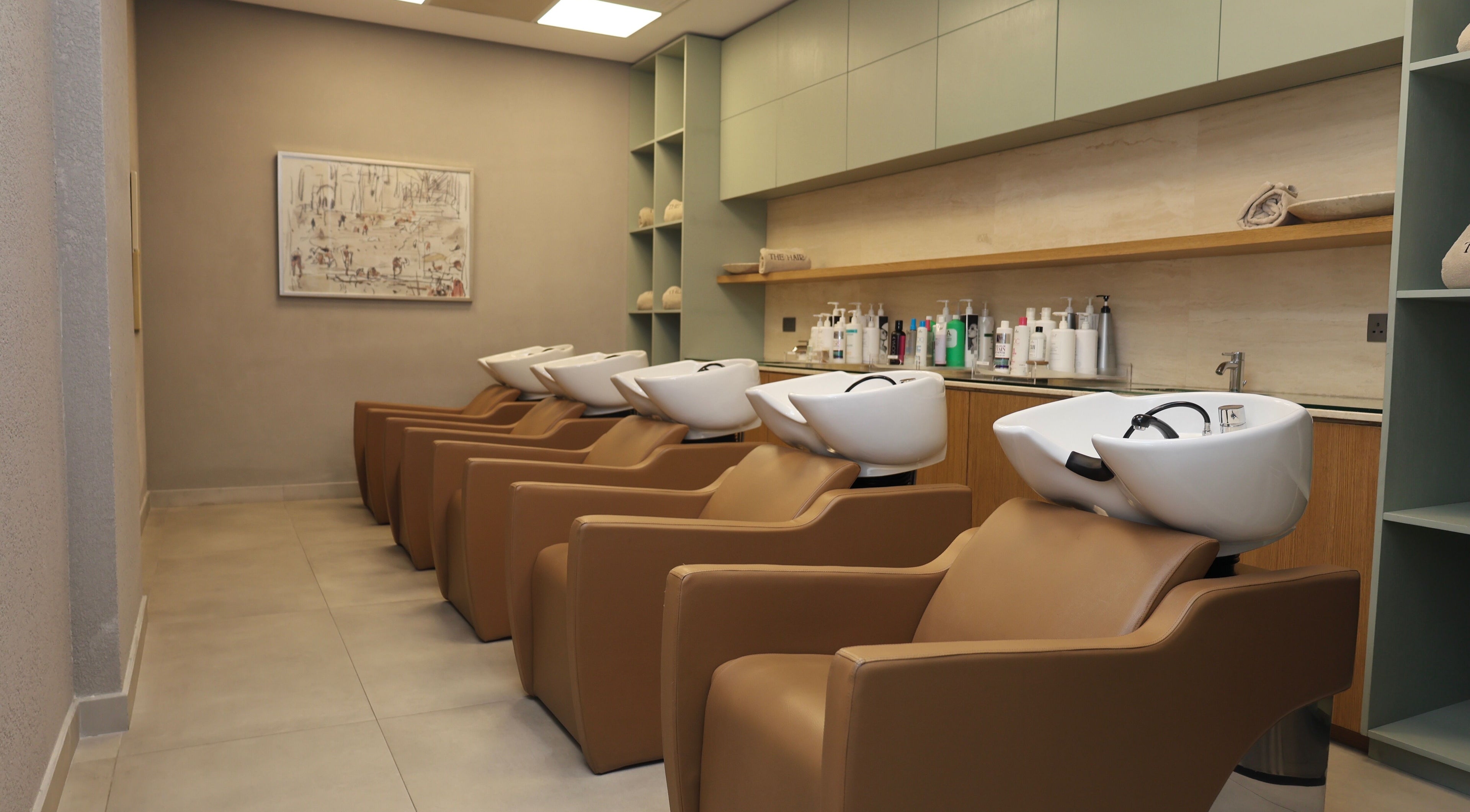 Luxurious wash stations at The Hair.sa, Riyadh, Riyadh Province, SA, offering premium hair care services.