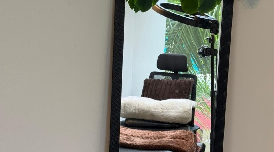 Relaxing beauty treatment chair at Bammah Dehlashes, Montego Bay, St. James Parish, JM, with lush greenery view.