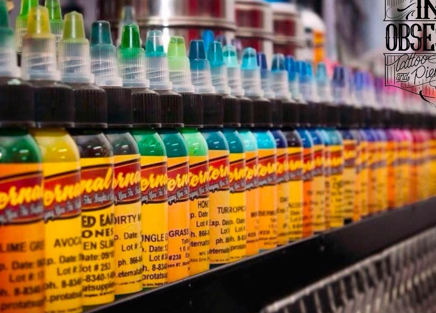 Colorful tattoo inks at Ink Obsession Tattoo & Piercing, Nuriootpa, South Australia, AU.
