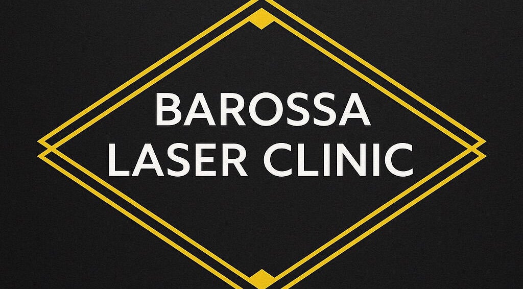 Barossa Laser Clinic sign at Nuriootpa, South Australia, AU in elegant yellow and black design.