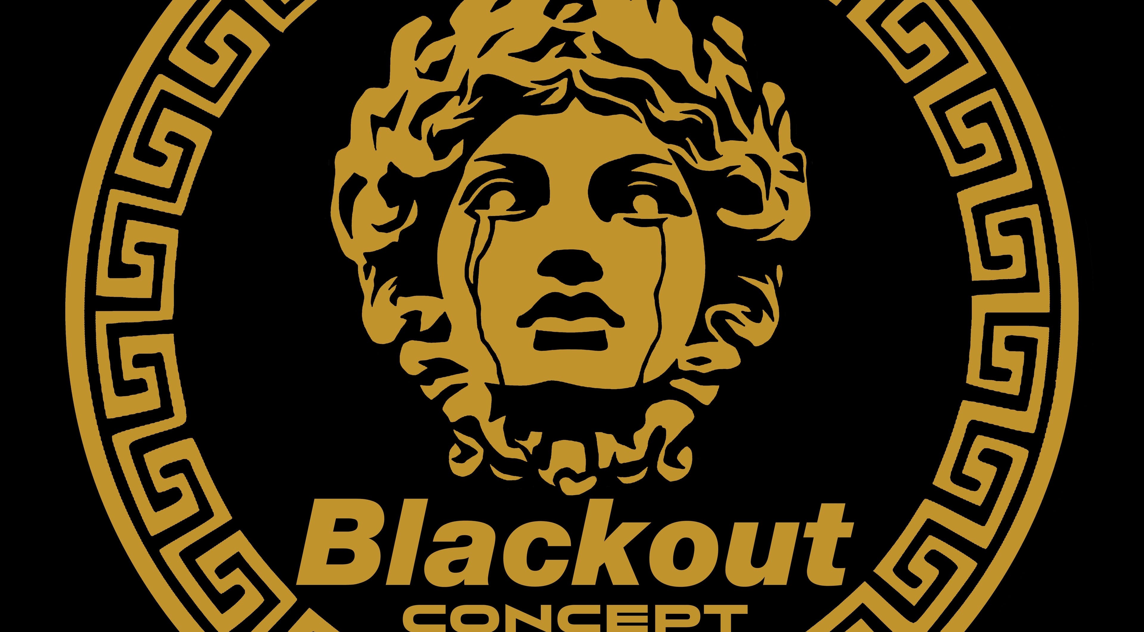 Logo di Blackout Concept a Terracina, Lazio, IT con design Medusa in oro su sfondo nero.