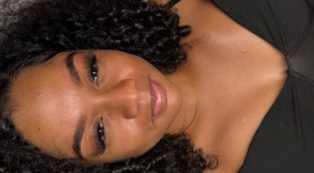 Close-up of woman with styled lashes at I lash with Kiya, Cocoyea San Fernando.