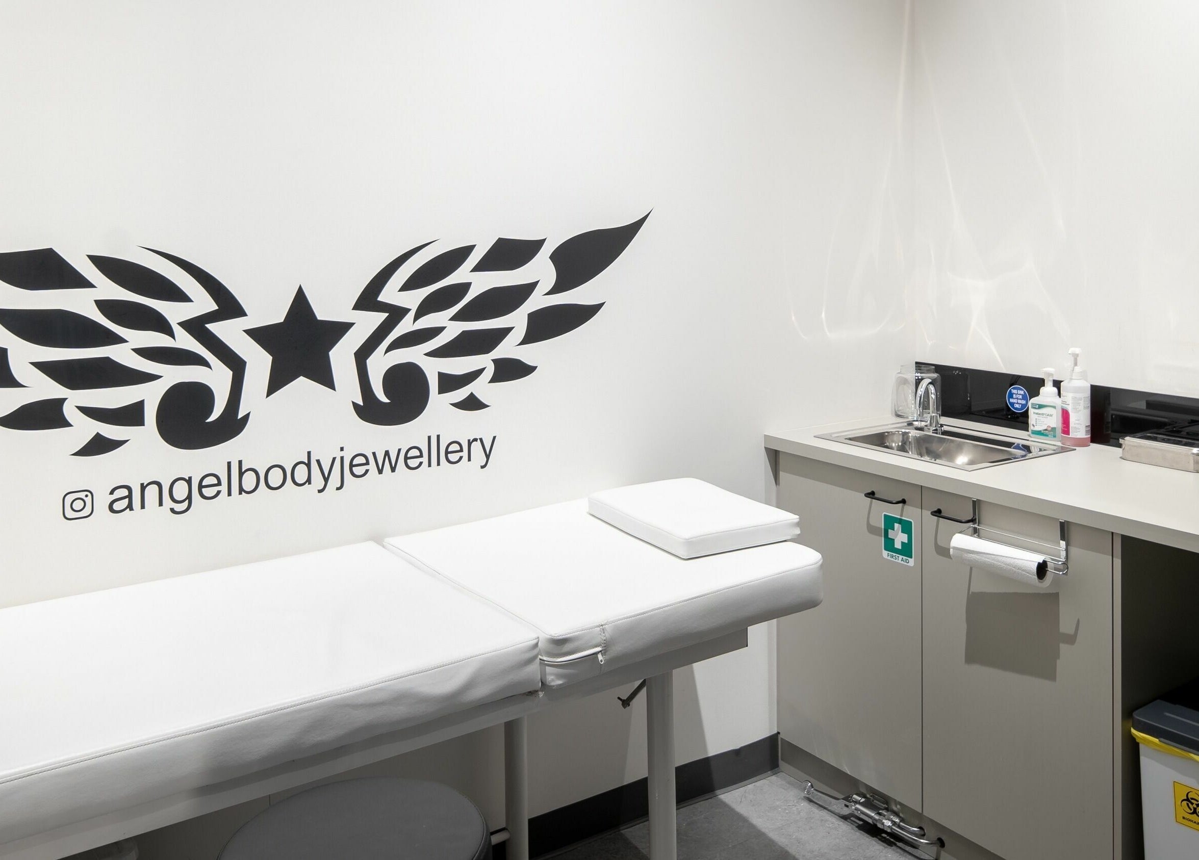 Modern piercing studio at Carousel, Angel Body Jewellery and Piercing, Cannington, Western Australia, AU.