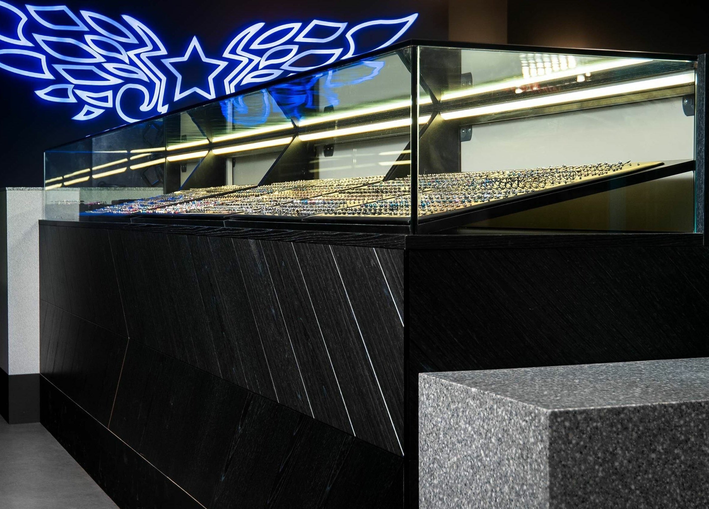 Elegant jewellery display at Carousel, Angel Body Jewellery and Piercing, Cannington, Western Australia, AU.