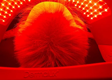 Close-up of red light therapy at Body & Soul Luxury Treatments, Exmouth, England, GB.