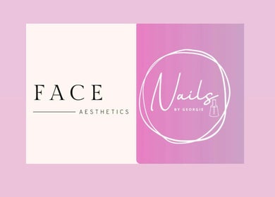 Logo of Face Aesthetics & Nails by Georgie, located in Gateshead, GB, on a pink background.
