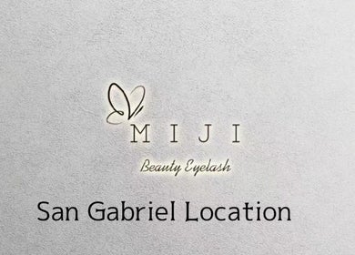 San Gabriel Location sign featuring Miji Beauty Eyelash logo in San Gabriel, California, US.
