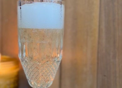 Crystal glass with bubbles and candlelight at The Hair Room at Mawson, Australian Capital Territory, AU.