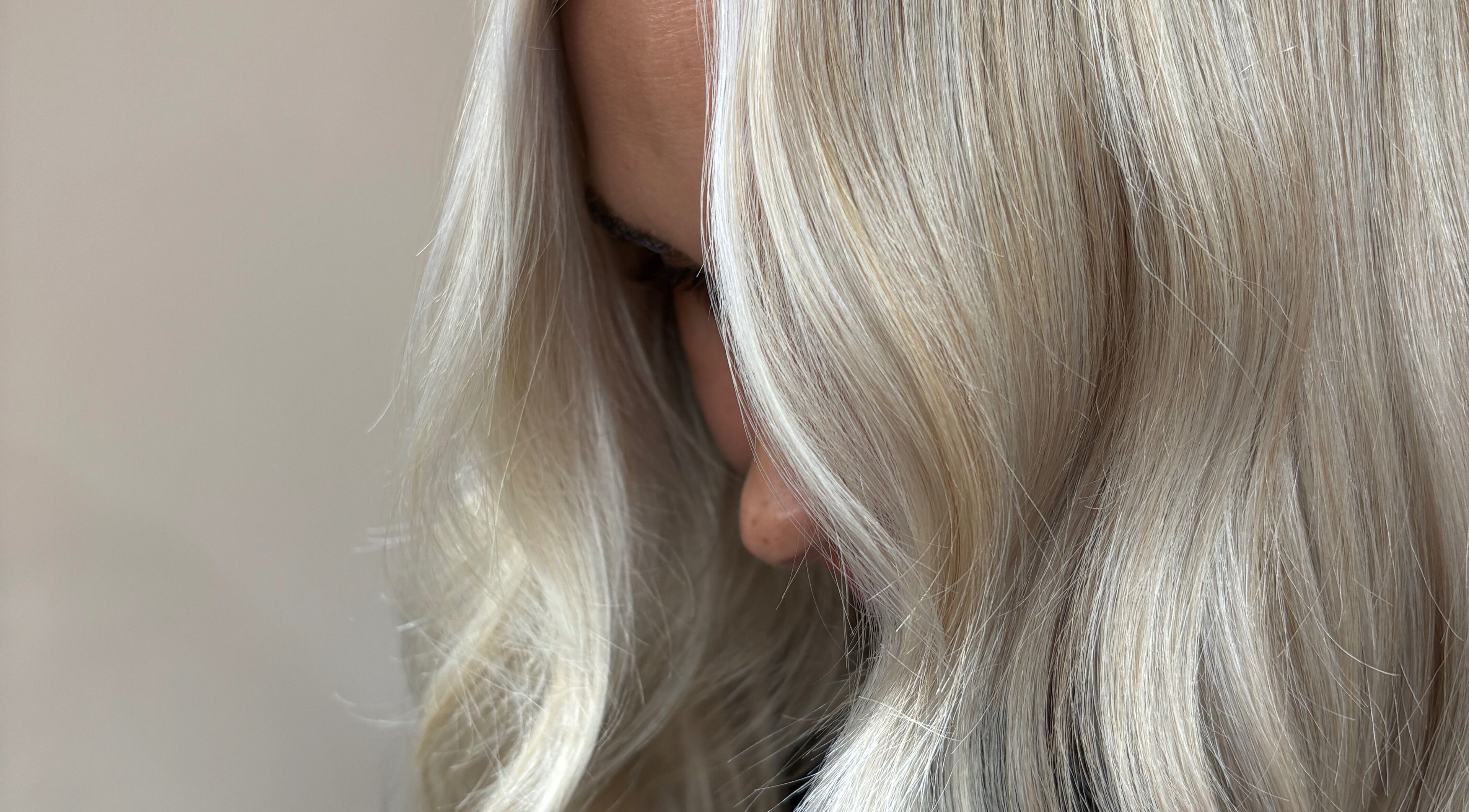 Close-up of blonde hair styling at THE Hairdressers, Lowestoft, England, GB.