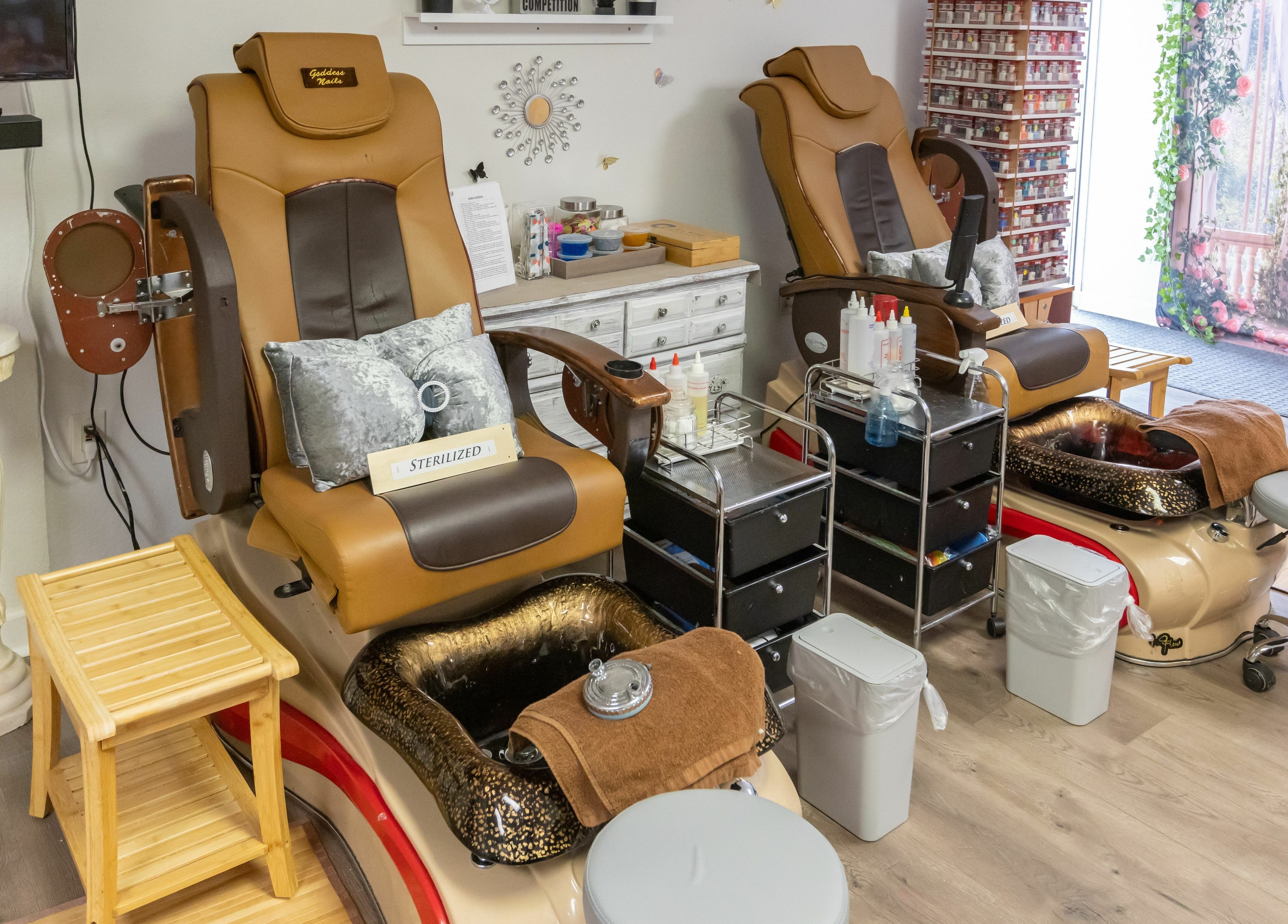 Luxurious pedicure chairs at Goddess Nails and Spa.LLC in West Allis, Wisconsin, US.