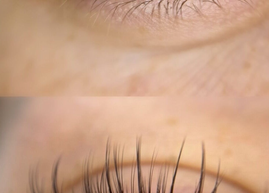 Eyelash enhancement before and after at Studio Manetane & Auravive Wellness, Varsity Lakes, Queensland, AU.