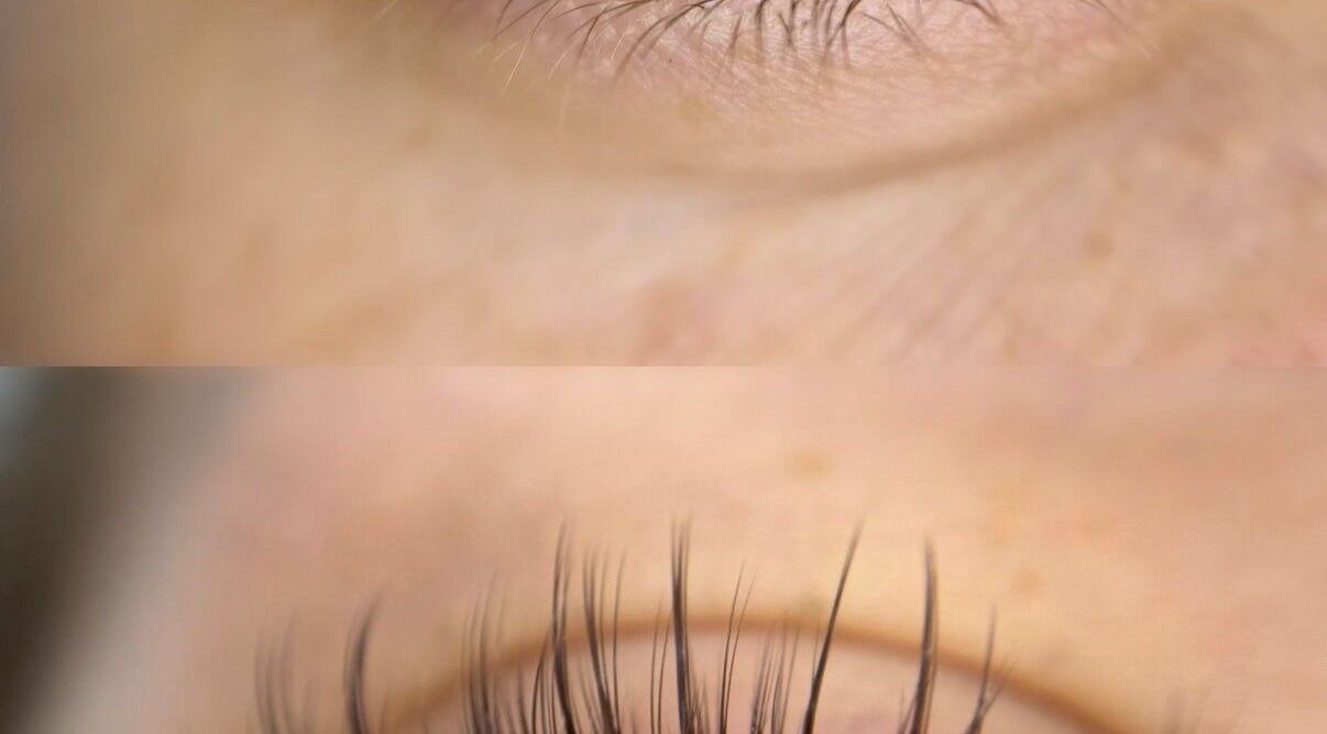 Eyelash enhancement before and after at Studio Manetane & Auravive Wellness, Varsity Lakes, Queensland, AU.