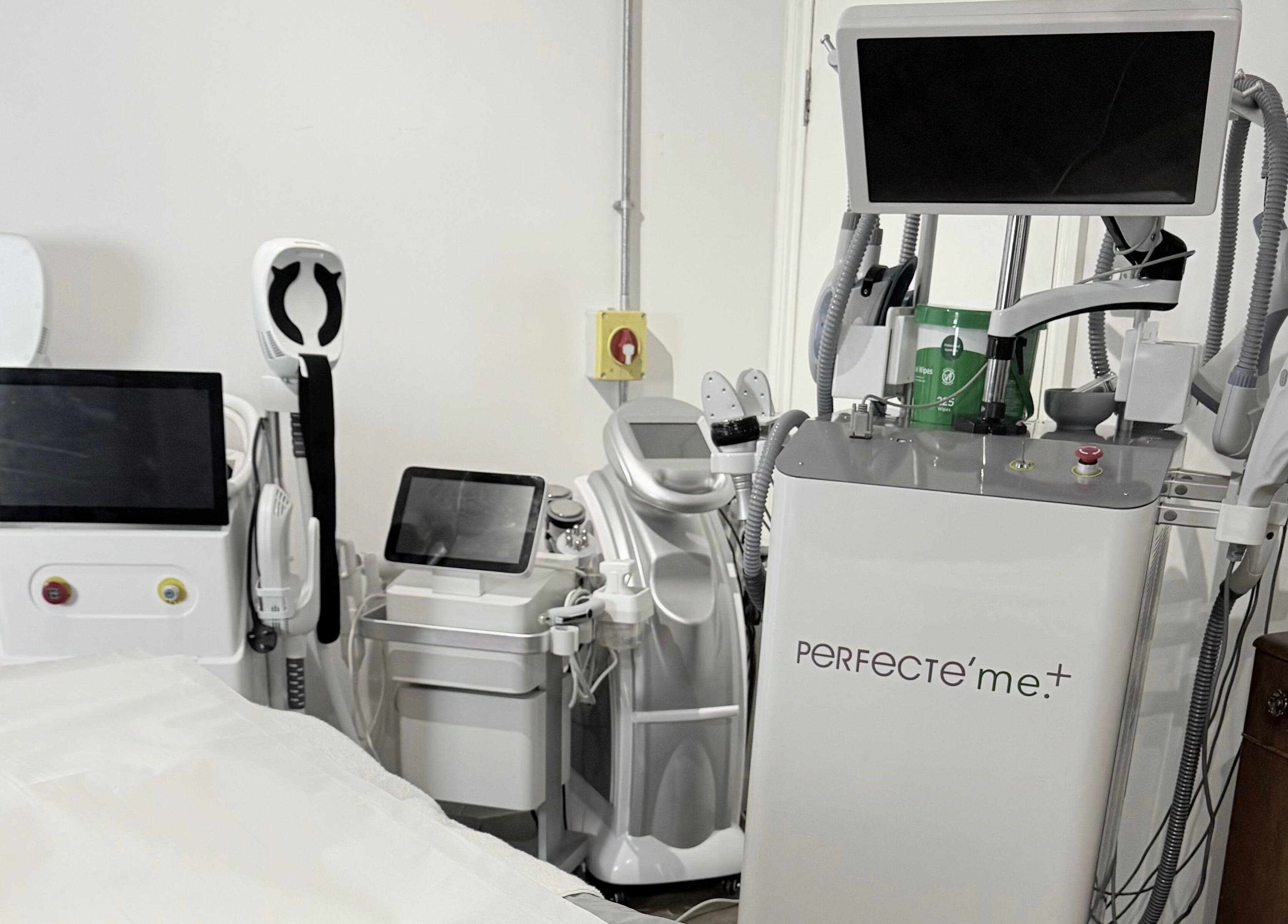 Advanced beauty equipment setup at at1.AESTHETICS in Nottingham, England, GB. Offering cutting-edge treatments.