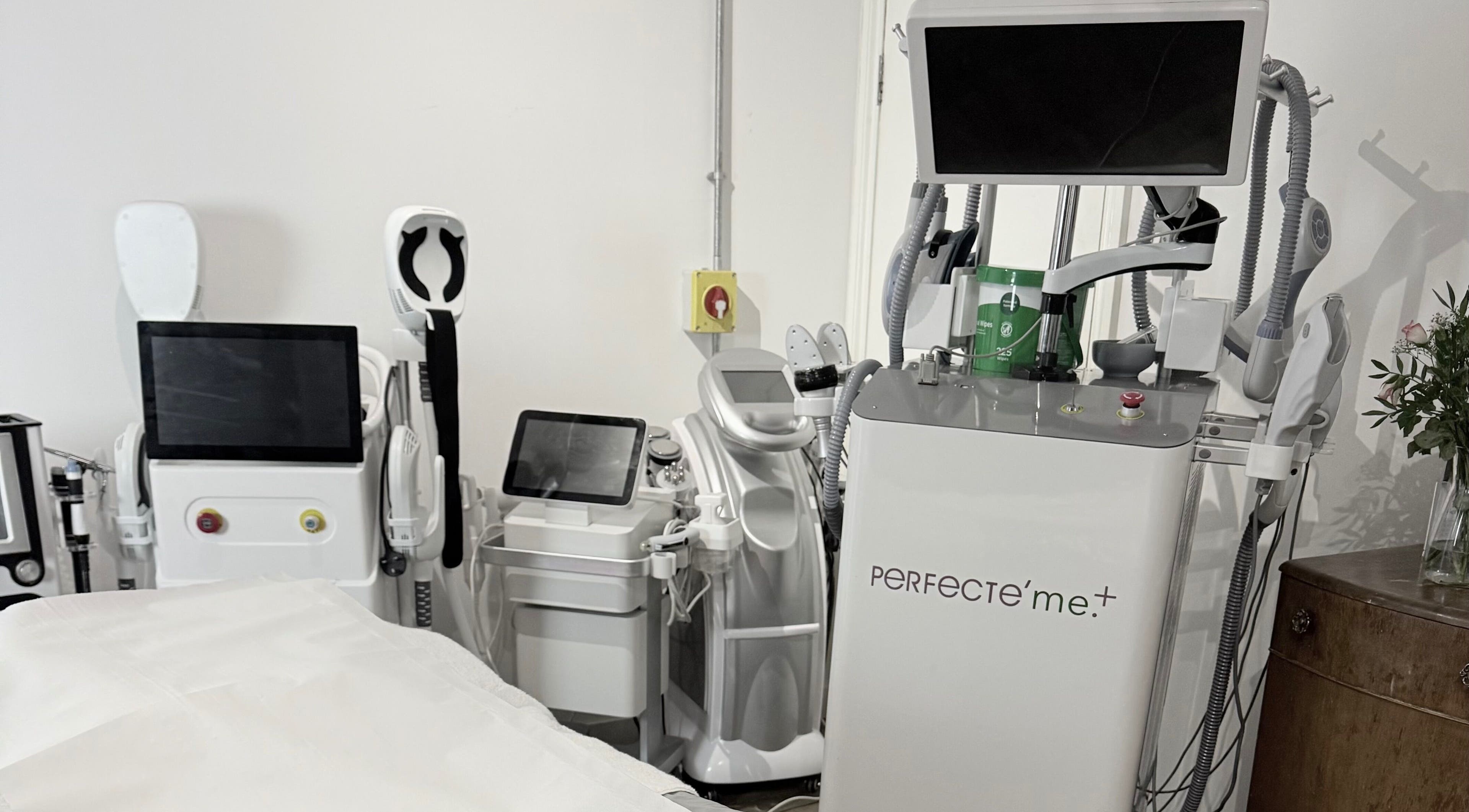 Advanced beauty equipment setup at at1.AESTHETICS in Nottingham, England, GB. Offering cutting-edge treatments.