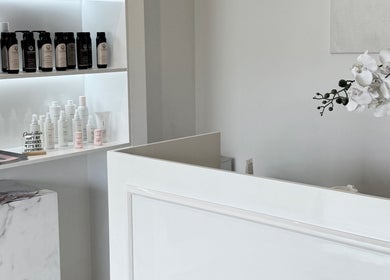 The Wellness Atelier reception with beauty products, Tweed Heads, New South Wales, AU.