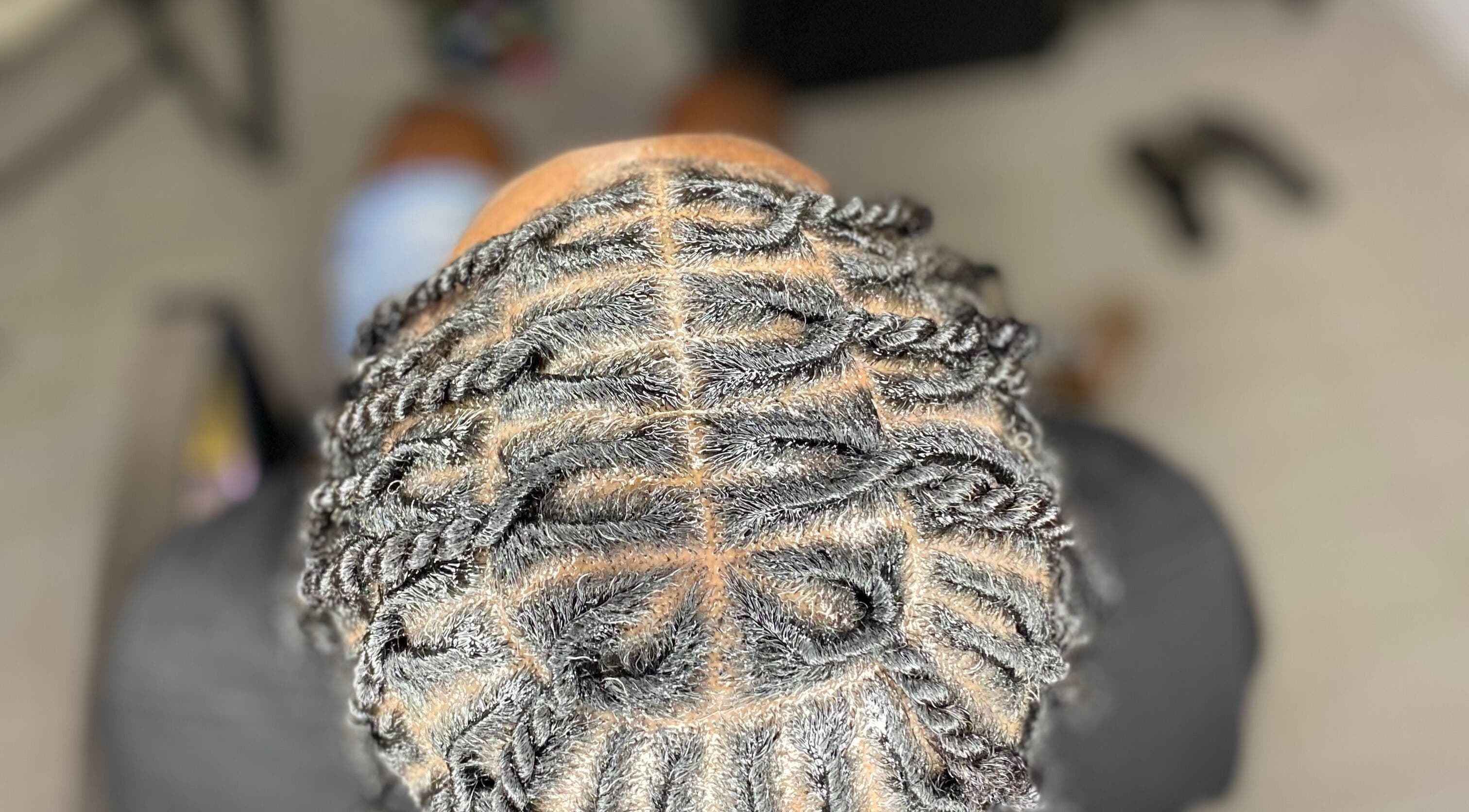 Intricate twist hairstyle at Mona's Beauty Spot, Bridgetown, Saint Philip, BB.