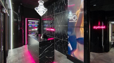 Chic interior of Sol Sunless Tanning - Dallas Mockingbird, Dallas, Texas, US, featuring stylish decor.