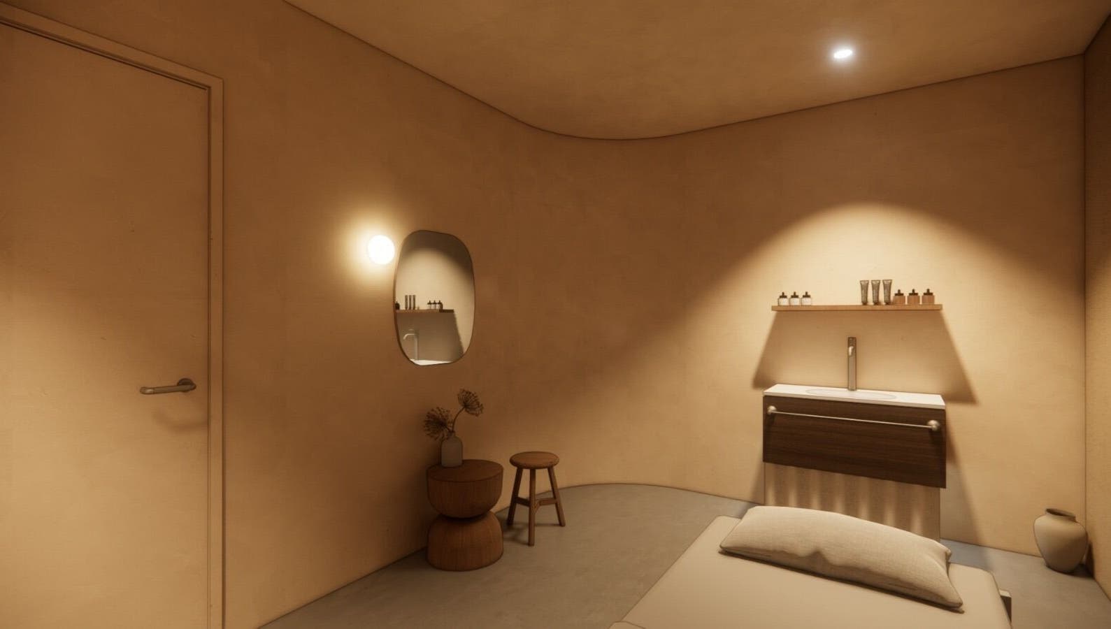 A tranquil spa room at The Spa Nomad | Wellington (Mobile Business), featuring a minimalist design in Wellington, NZ.