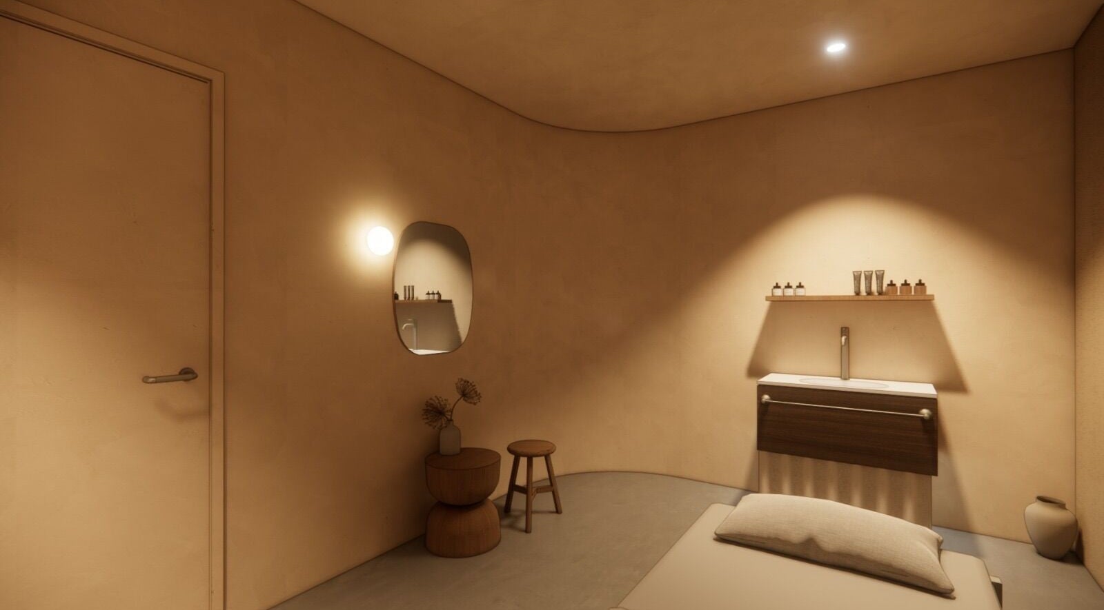 A tranquil spa room at The Spa Nomad | Wellington (Mobile Business), featuring a minimalist design in Wellington, NZ.