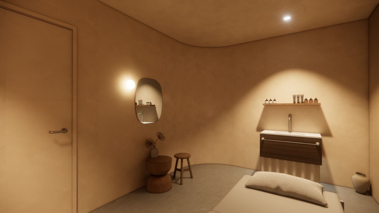 A tranquil spa room at The Spa Nomad | Wellington (Mobile Business), featuring a minimalist design in Wellington, NZ.