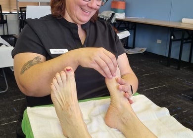 Foot massage therapy session at Heaven In A Touch in Bertram, Western Australia, AU.