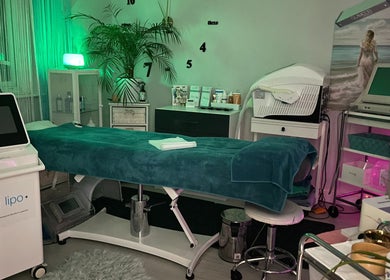Luxury treatment room at Cambridge Cosmetology in Cambridge, England, GB showcasing advanced equipment and decor.