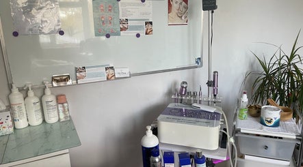 Cambridge Cosmetology's treatment room with skincare products in Cambridge, England, GB.
