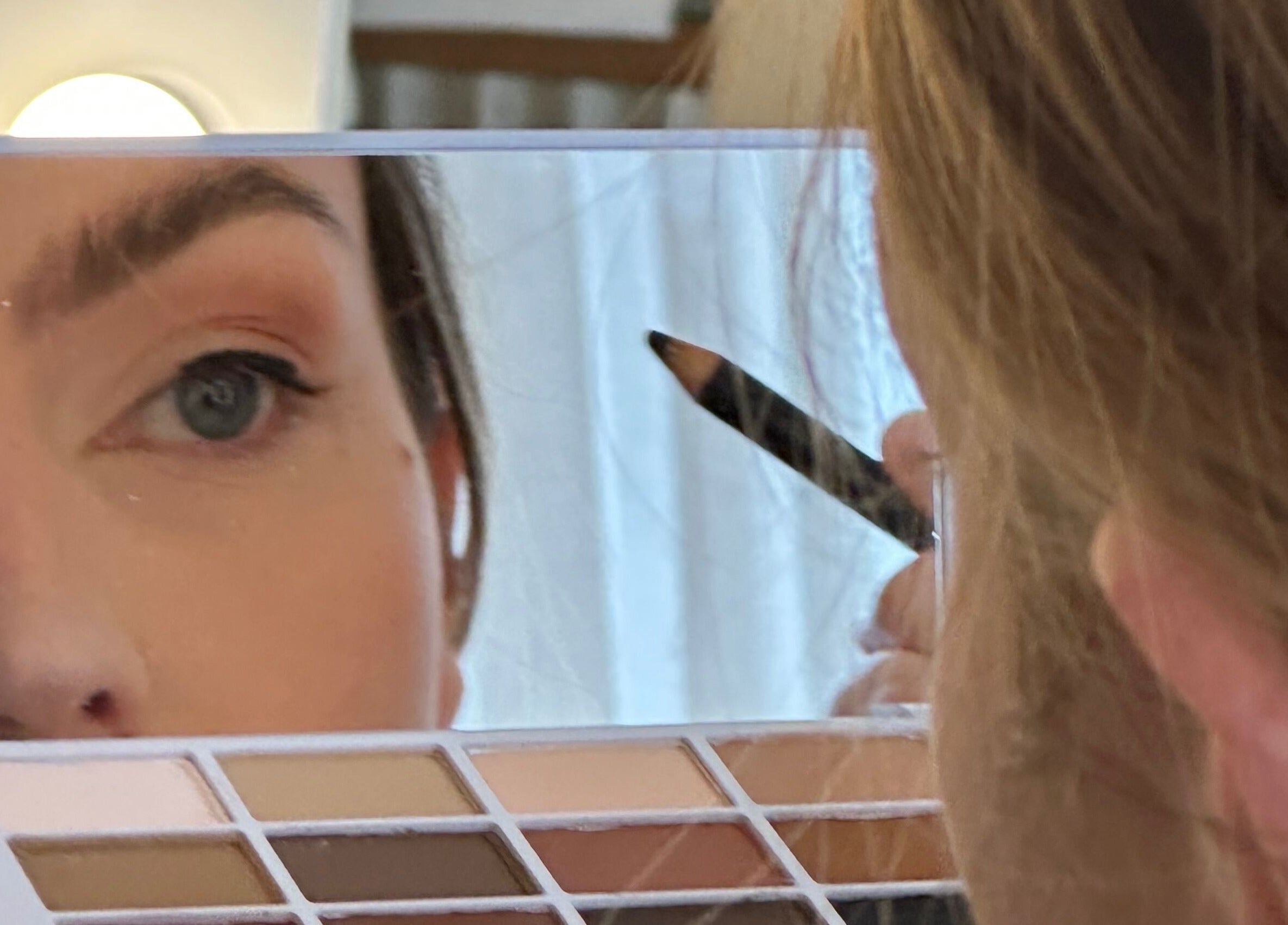 Close-up of eye makeup application at Dfma Make Up & Hair Bar, Poole, England, GB.