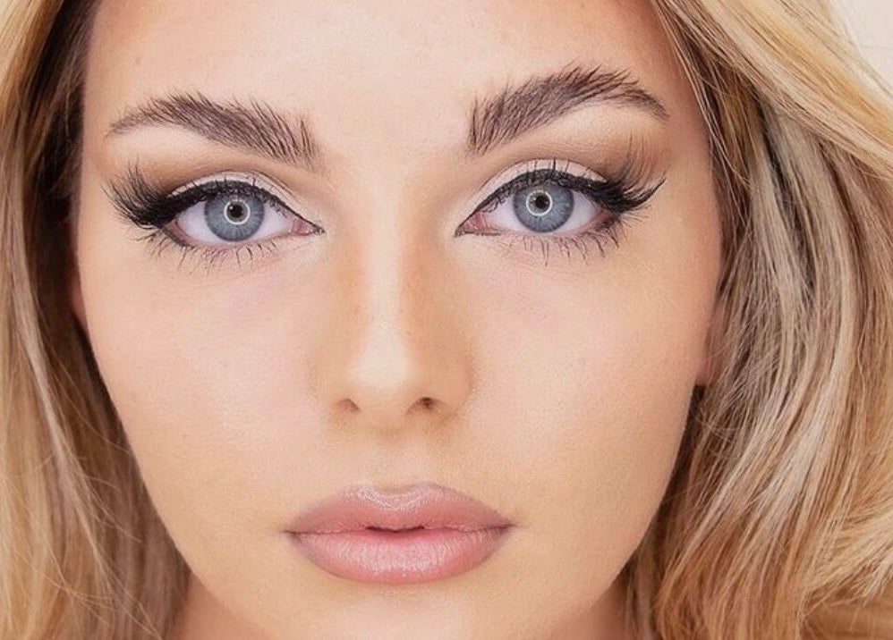 Close-up of model makeup from Dfma Make Up & Hair Bar in Poole, England, GB showcasing elegant eyeliner and lashes.