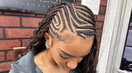 Intricate braid hairstyle at Nonniestylez in Decatur, Georgia, US, showcasing expert craftsmanship.