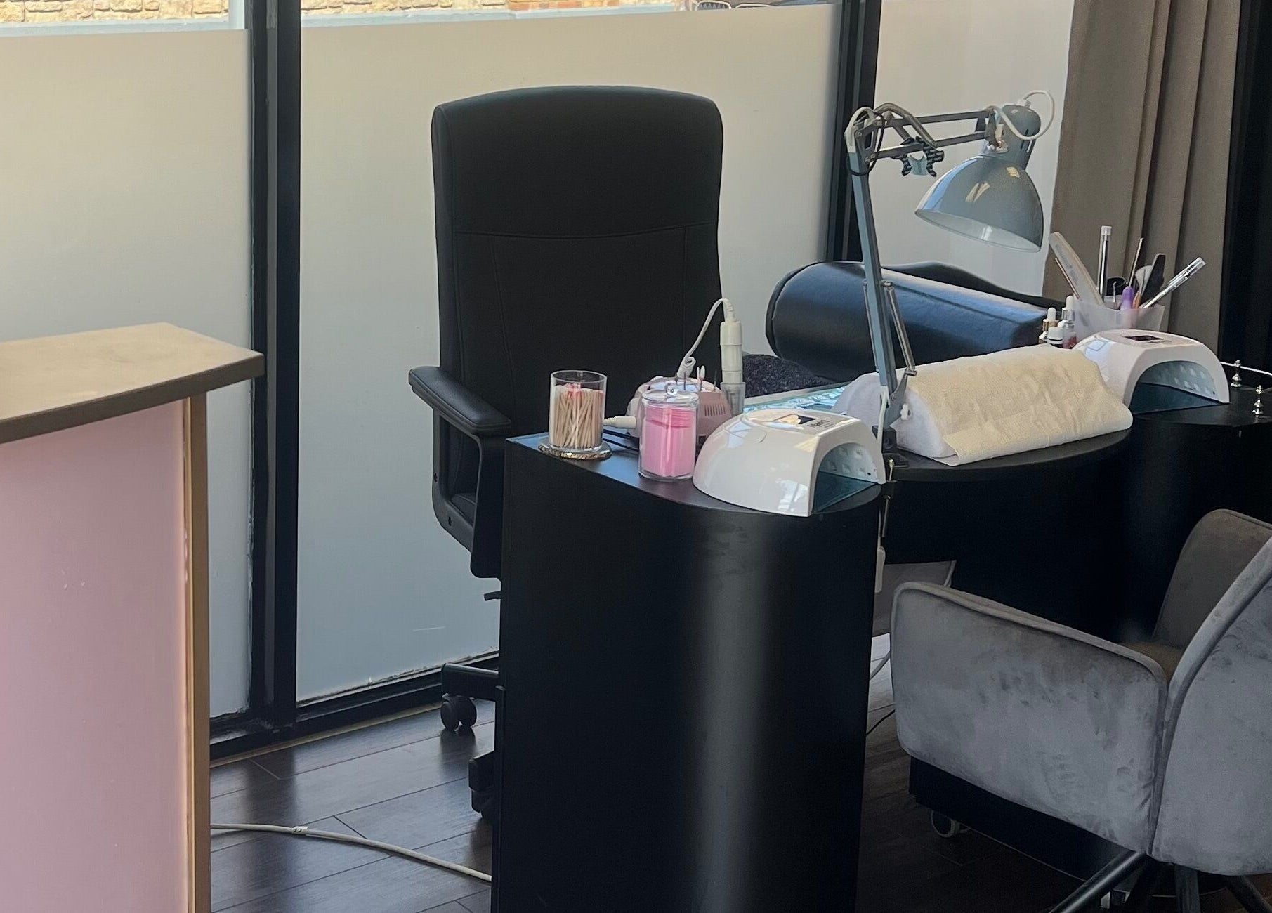 Modern nail station at Cristyle Hair And Beauty, Mullingar, County Westmeath, IE, featuring sleek furnishings.