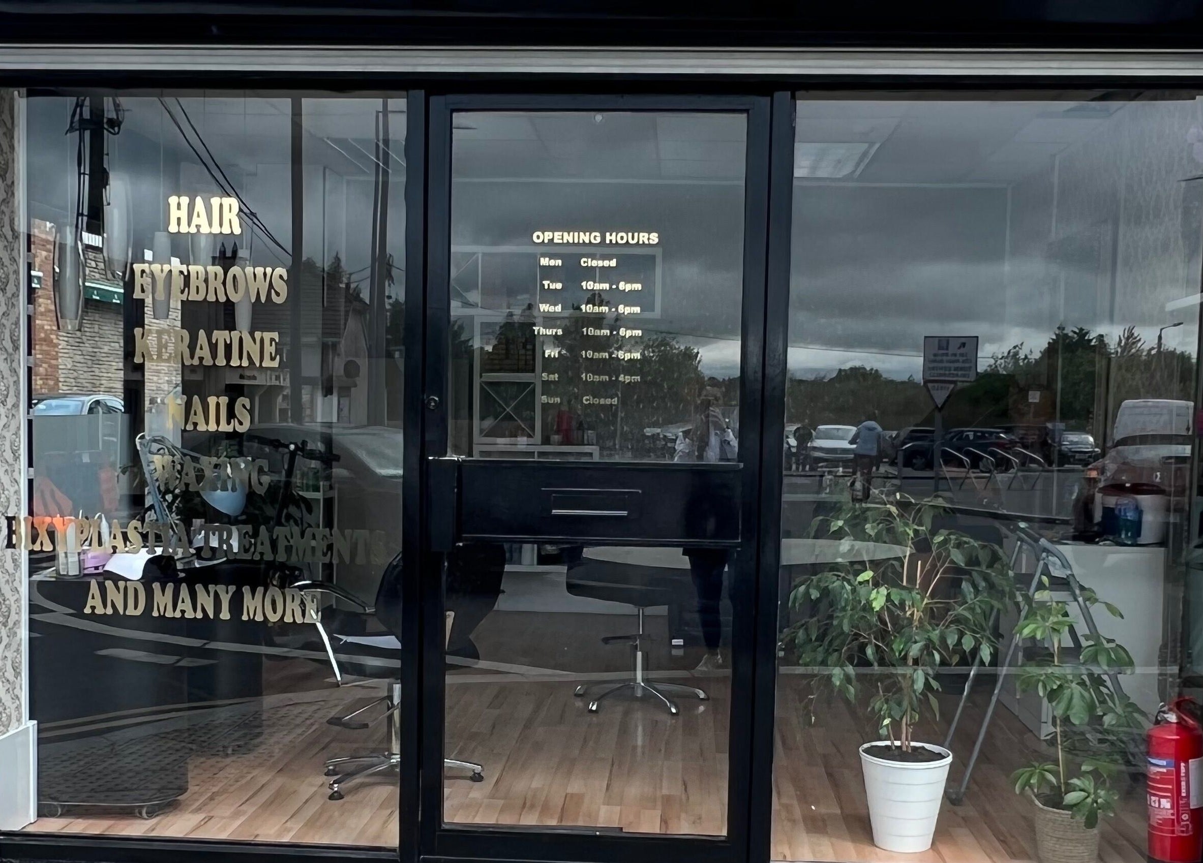 Cristyle Hair And Beauty salon entrance in Mullingar, County Westmeath, IE, showcasing various beauty services.