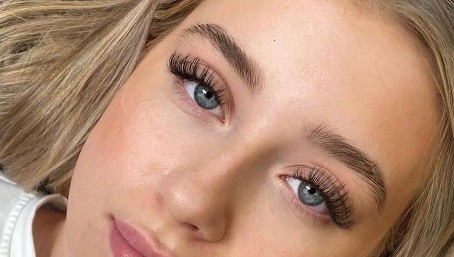 Close-up of expertly applied lashes at Glambyad in Swindon, England, GB, showcasing detailed beauty work.