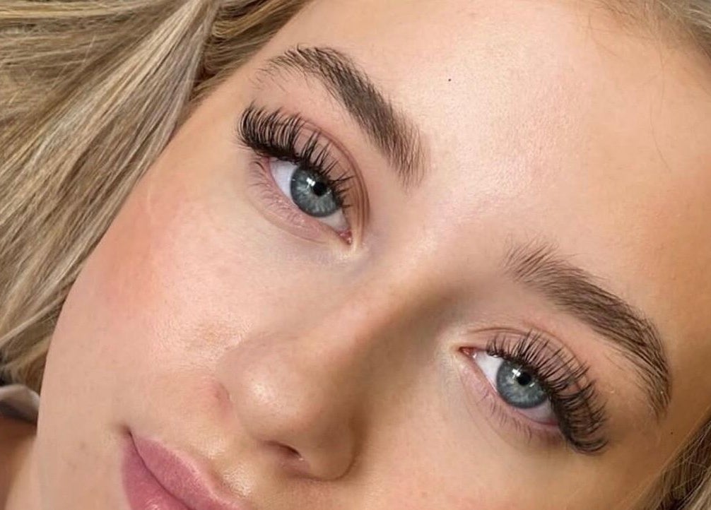 Close-up of expertly applied lashes at Glambyad in Swindon, England, GB, showcasing detailed beauty work.