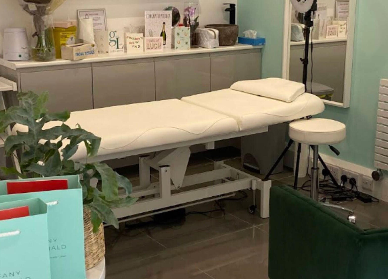 Calm treatment area at Tiffany MacDonald in Weybridge, England, offering permanent makeup and advanced skincare services.