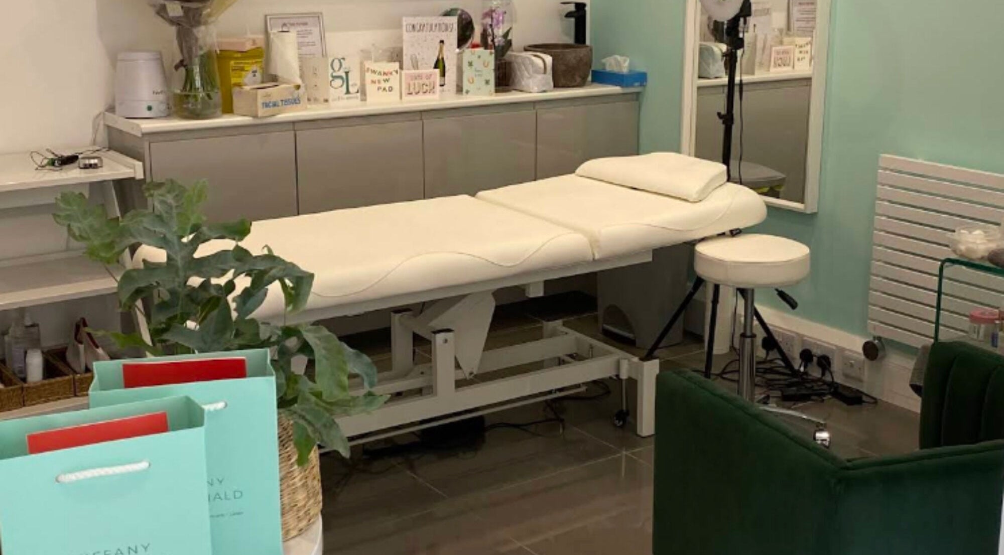 Calm treatment area at Tiffany MacDonald in Weybridge, England, offering permanent makeup and advanced skincare services.