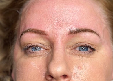 Detailed view of eyebrow enhancement at Tiffany MacDonald - Permanent Make-Up in Weybridge, England, GB.