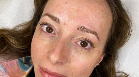 Close-up of a woman's face post-treatment at Tiffany MacDonald - Permanent Make-Up in Weybridge, England, GB.