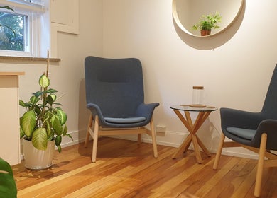 Cozy seating with plants at Akasha Integrative Health, Manly, New South Wales, AU.