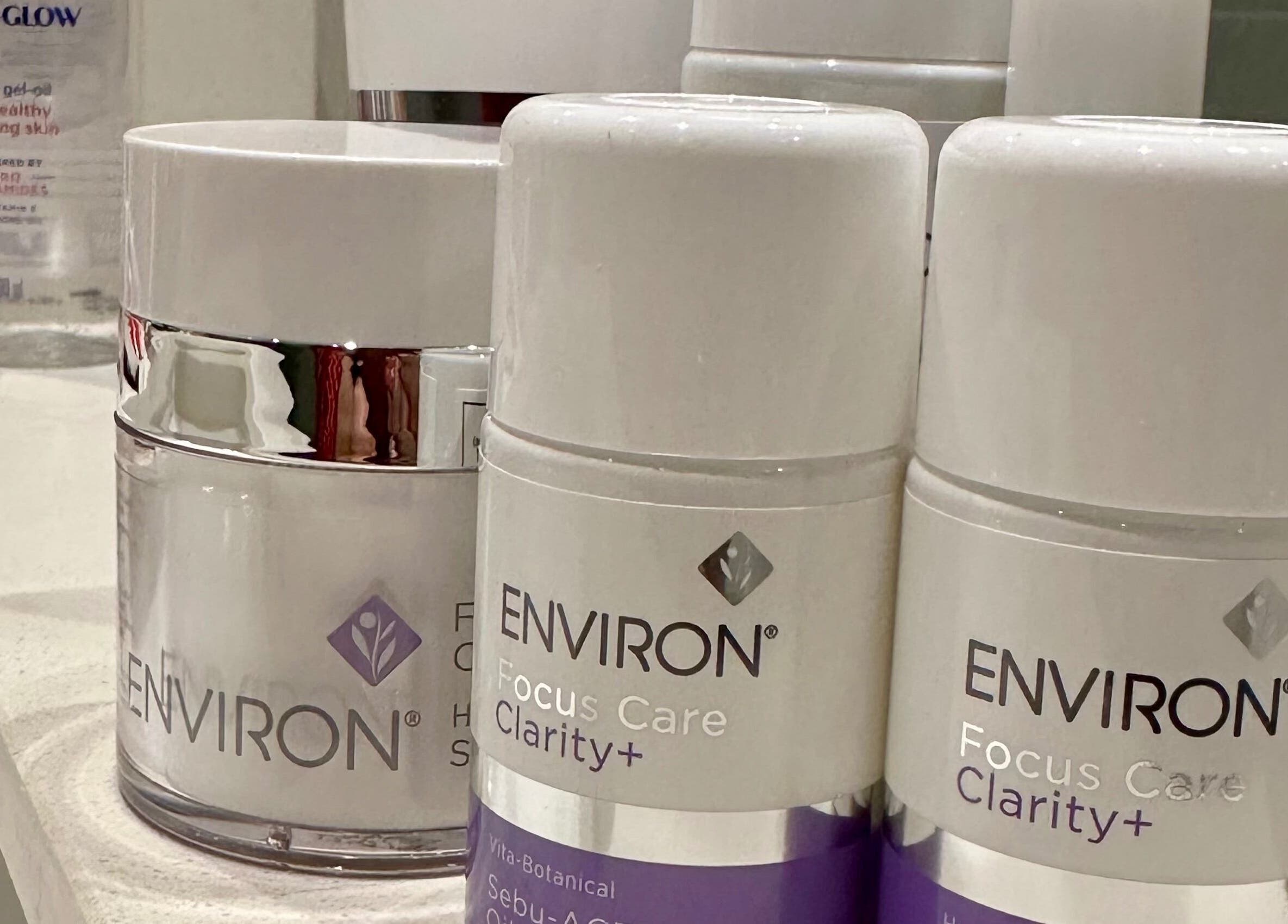 Premium Environ skincare products displayed at Hunny's Clinique, Rustenburg, North West, ZA.