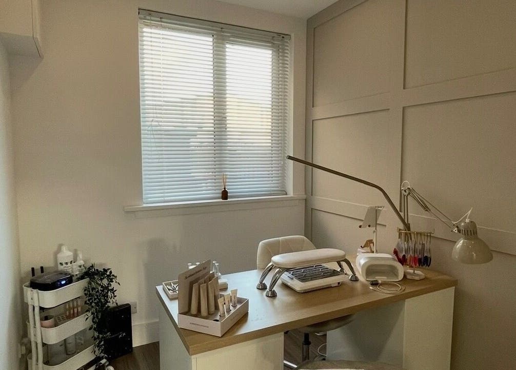 Bright nail studio at Nails by Alexandrea, Bonnyrigg, Scotland, GB, with a modern setup for beauty treatments.