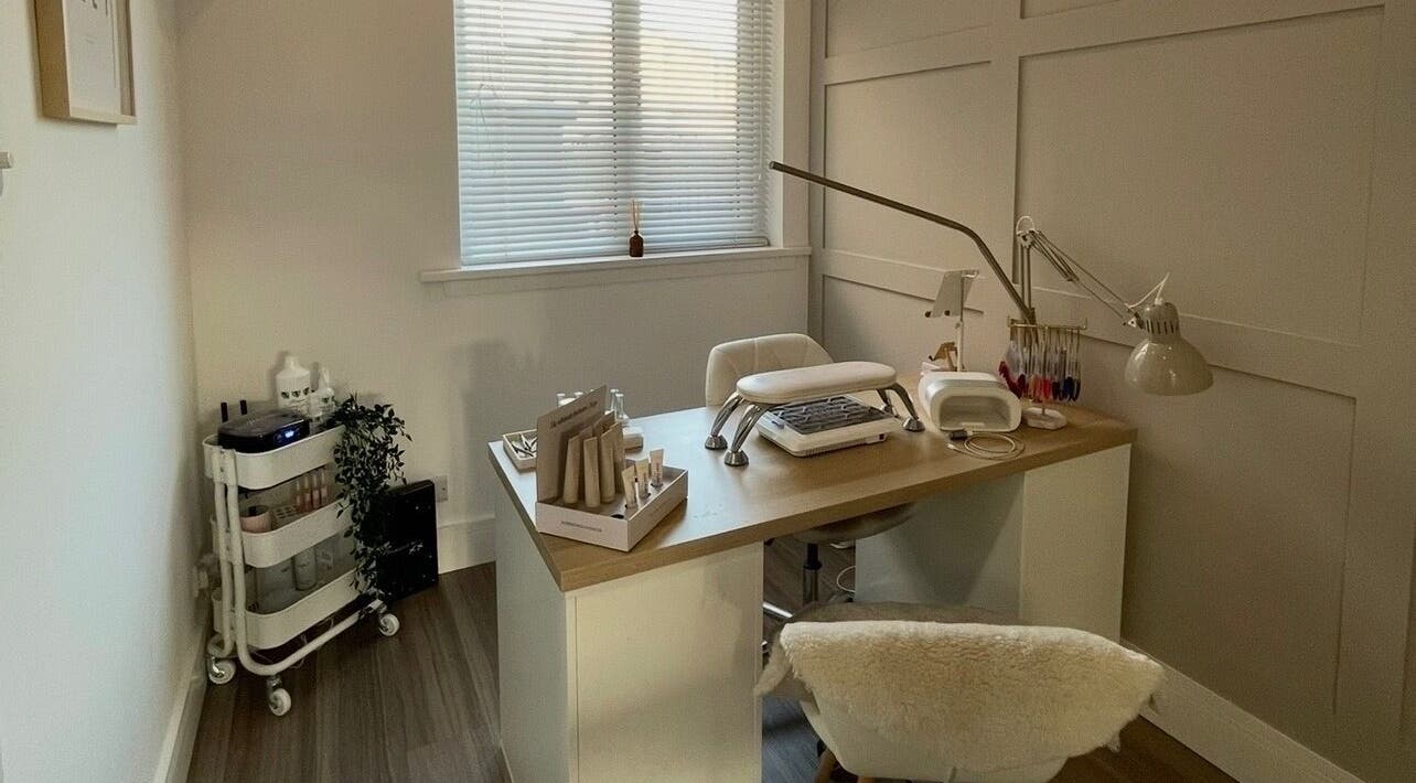 Cozy nail station at Nails by Alexandrea, Bonnyrigg, Scotland, GB. Bright and welcoming workspace.